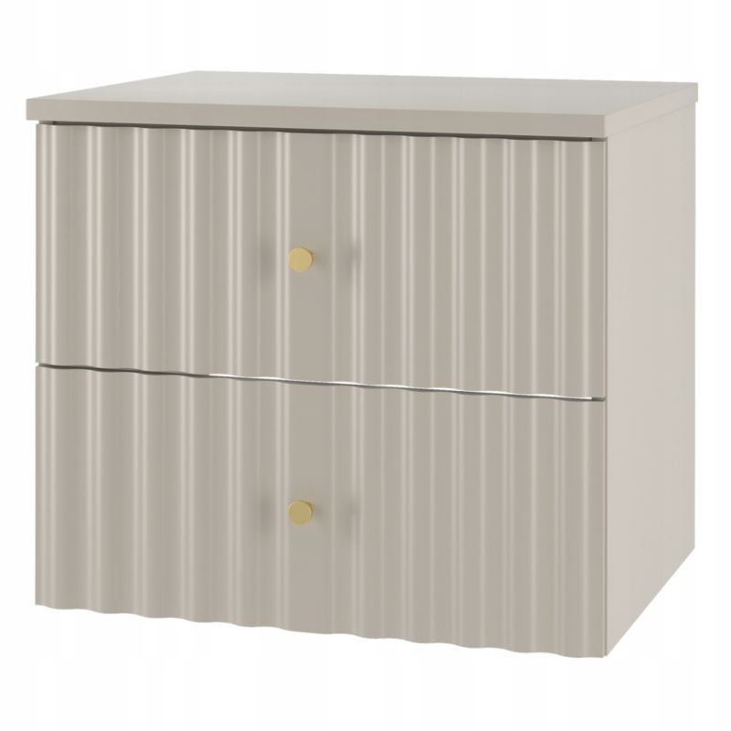 Szafka łazienkowa Furnidea 60 cm kaszmir z blatem ryflowane fronty złote uchwyty Aqua 1 szt.