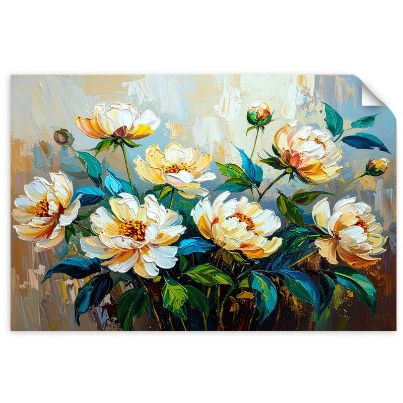 Naklejka na ścianę do salonu sypialni Feeby Bukiet Kwiatów Zielony imitacja farby 60x40cm 1szt