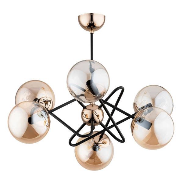 Lampa sufitowa wisząca Alfa Virginia 1038 czarna-stare złoto dekoracyjna 6xE14 x 10W 1 szt.