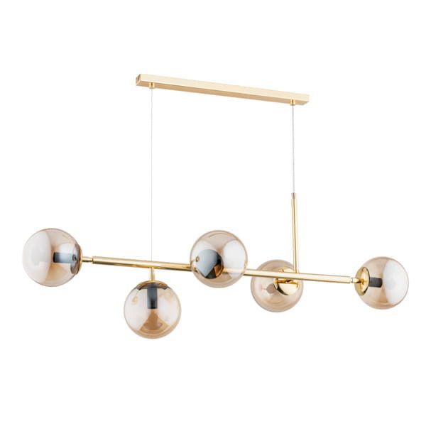 Lampa wisząca Alfa Dansa złoto-bursztynowa szklane kule 5xE14 x 40W 1 szt.