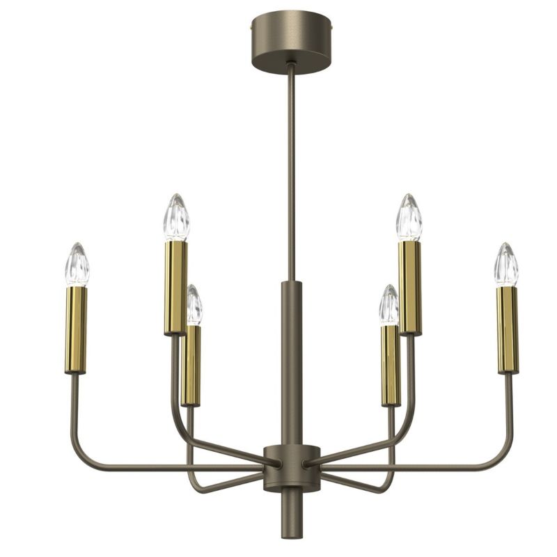 Lampa wisząca Luminex Akasya tytanowe złoto-złoty połysk wym: 76 x 65 x 65 cm 6xE14 x 15W 1 szt.