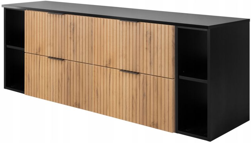 Szafka łazienkowa Furnidea 160 cm wisząca dąb craft z blatem i regałami Flow 1 szt.