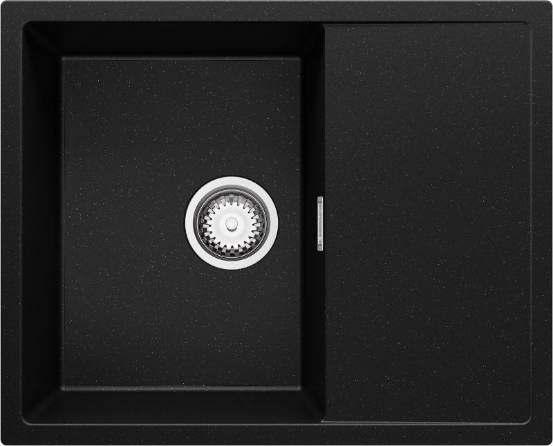 Zlewozmywak Ibiza PRIMAGRAN Nablatowy 62x50cm do szafki od 45cm, Czarny Metalik + Syfon, S004, 1 szt.