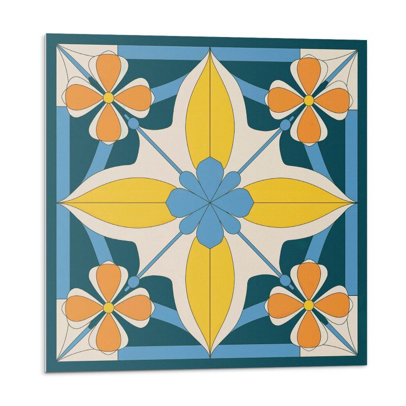 Kafelki samoprzylepne Wallfluent 30x30 cm Wzór geometryczny z kwiatami 9 szt.