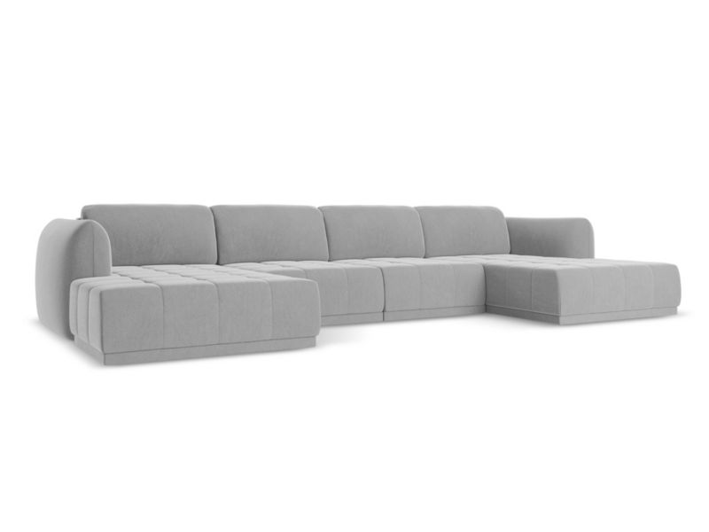 Sofa panoramiczna LaMiaSofa MILANO z tkaniny welwetowej 370x170 cm szary 1 szt.