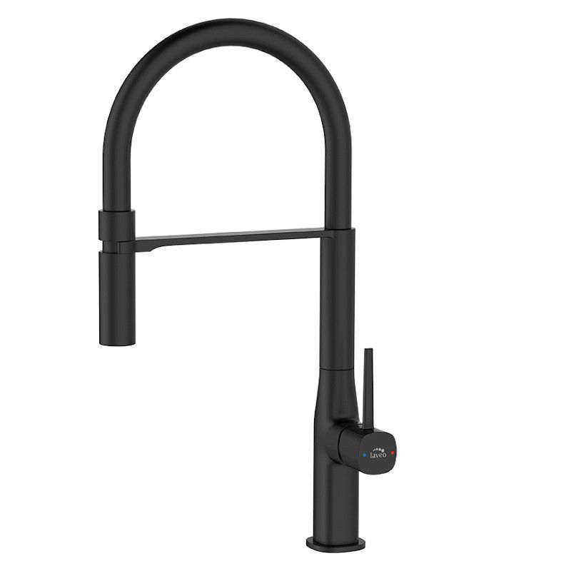 Bateria zlewozmywakowa Laveo Pola czarna matowa z elastyczną wylewką ceramiczna 25 mm 1 szt.