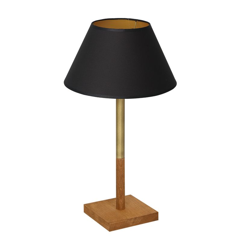 Lampa stołowa Luminex Table Lamps czarno-złoto-drewniana drewniana 1 x E27 x 15W IP20 wym: 56 x 30 x 30 cm drewno - 1 szt.