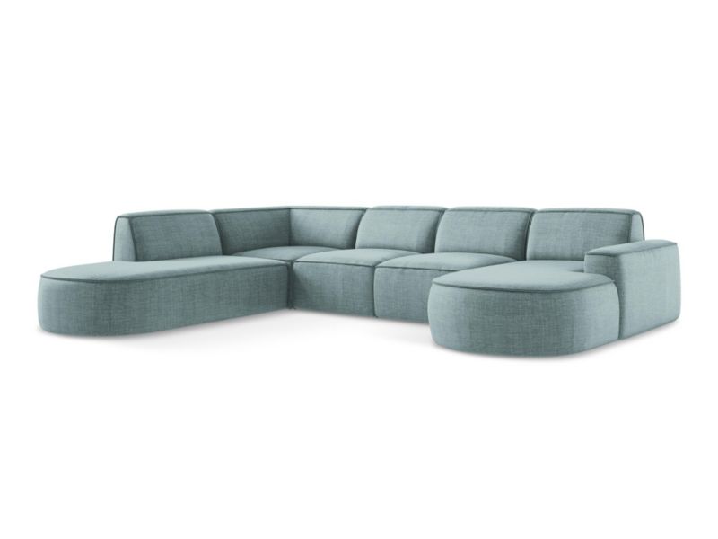 Sofa modułowa panoramiczna LaMiaSofa MELISSA z tkaniny strukturalnej 364x262 cm jeans 1 szt.