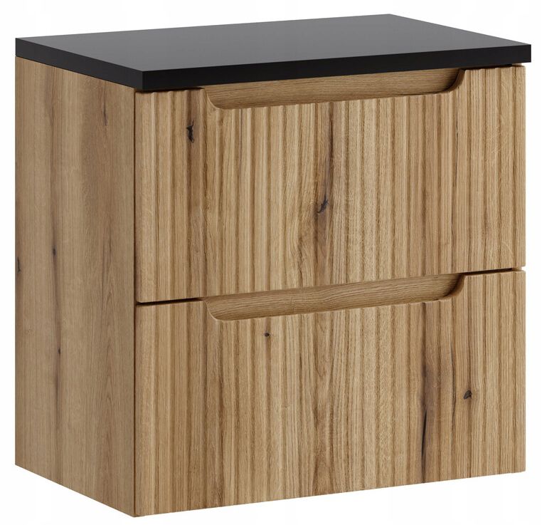Szafka łazienkowa Furnidea 60 cm dąb Coast Evoke z czarnym blatem Nova 1 szt.