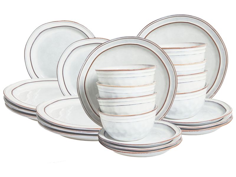 Zastawa stołowa 24-częściowa Chives Kamionka Jasnoszary Szary 1 par.