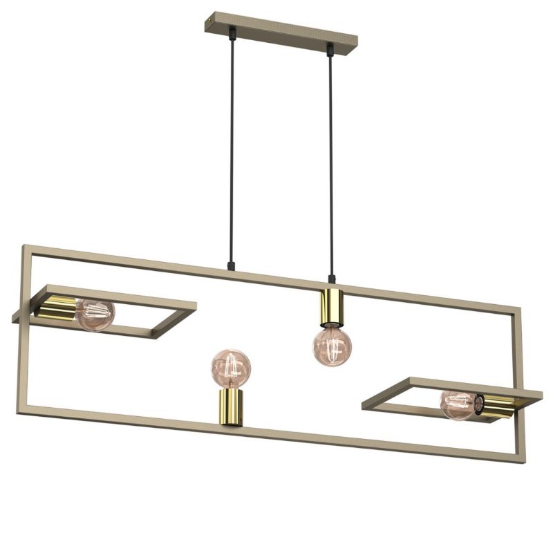 Lampa wisząca Luminex Belfort tytanowe złoto-złoty połysk wym: 90 x 100 x 20 cm 4xE27 x 15W 1 szt.