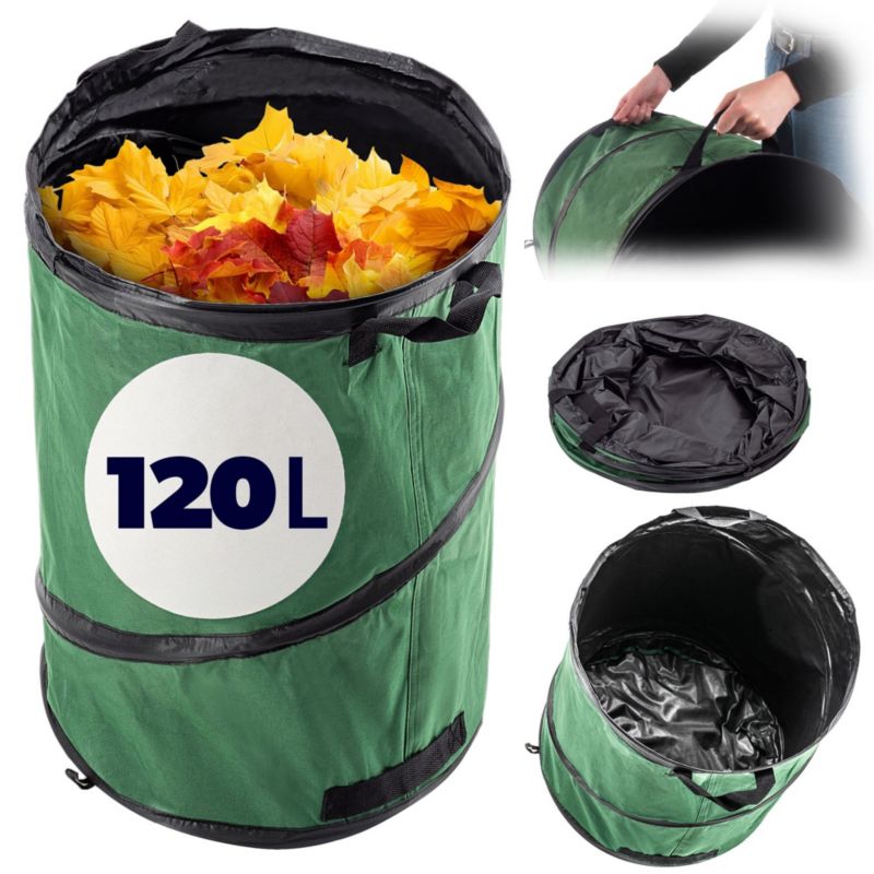 Worek Na Liście Ogrodowy Kosz Odpady Trawę Składany Mocny Z Uchwytami 120 L