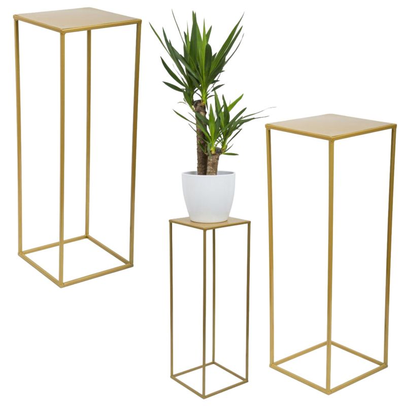 Kwietnik stojący HowHomely Metalowy Złoty 24x70 cm