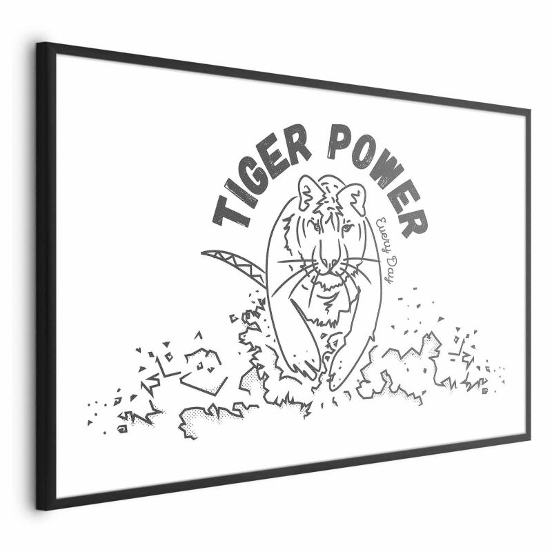 Plakat Artgeist Tiger power 90x60 cm z ramą czarną 1 szt