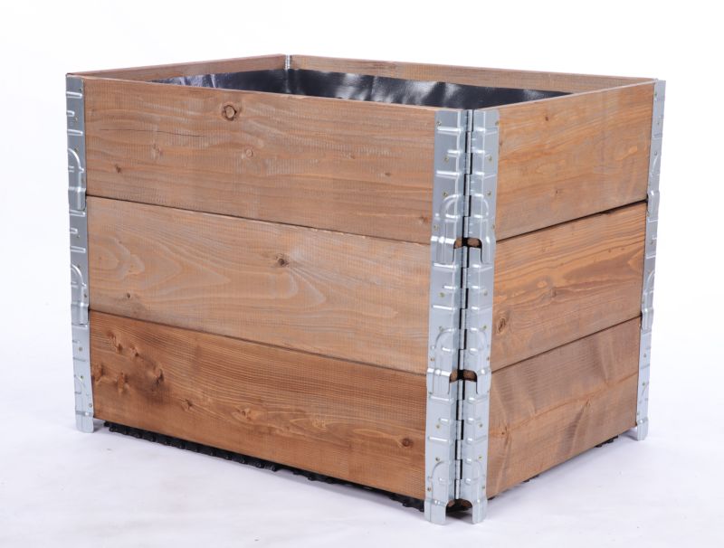 Skrzynia na warzywa MODO24 60x60x80 cm impregnowane brązowe drewno 1 szt. z folią kubełkową 1 szt.