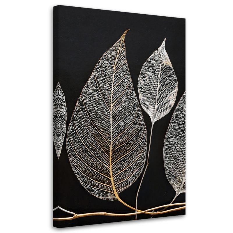 Obraz na płótnie Feeby Minimalizm Liscie Gałązka Glamour 70x100cm 1szt