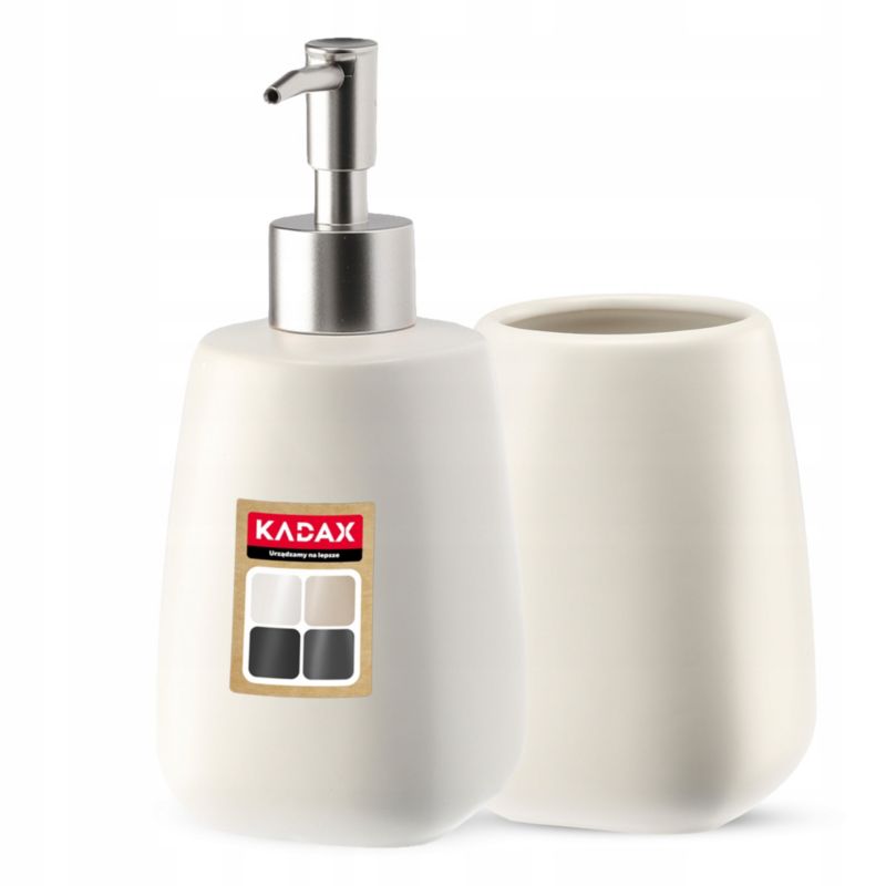 Zestaw Łazienkowy KADAX Biały Dozownik + Kubek 2 szt.