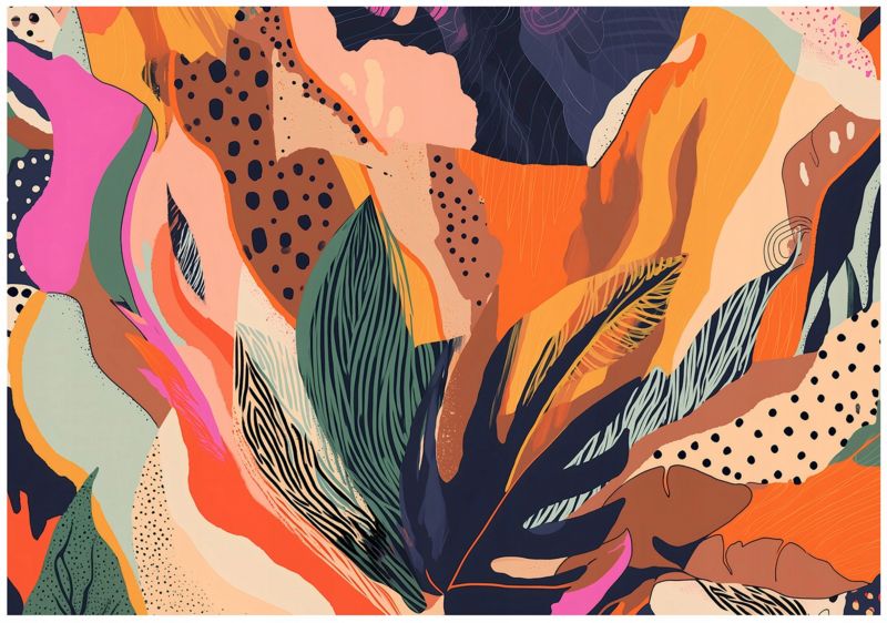 Fototapeta WALLARENA Do Sypialni Salonu Winylowa Abstrakcja Art Deco Liście Kolorowy 416x254 cm 16069WVZXXXL 1 szt.