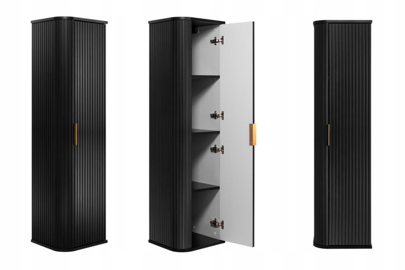 Szafka łazienkowa Furnidea słupek wiszący 139 cm czarny GLAMOUR 1 szt.