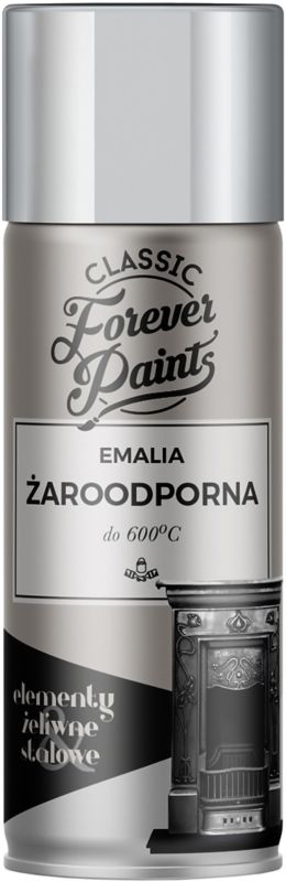 Emalia żaroodporna do 600°C Forever Paints 400 ml srebrna