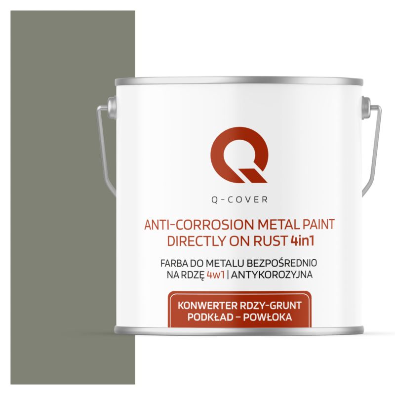 Farba do Metalu Prosto na Rdzę 4w1 Q-Cover Cementowy szary RAL7033 Mat 5L