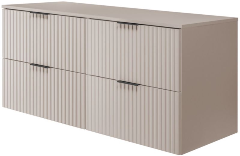 Szafka łazienkowa Furnidea 120 cm wisząca ryflowana 4 szuflady kaszmir Flow z blatem 1 szt.