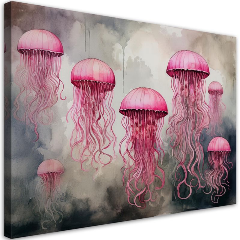 Obraz do salonu sypialni Feeby Meduza Morska Różowa 90x60 cm 1szt