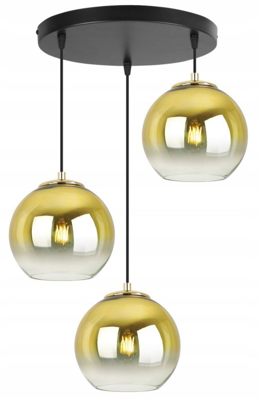 Lampa sufitowa wisząca Light Home LH Bergen Gold 3x E27 60W okrągły klosz 15cm złoty 1szt.