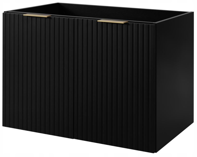 Szafka łazienkowa Furnidea pod umywalkę 80 cm wisząca ryflowana 2 drzwi czarny mat Flow 1 szt.