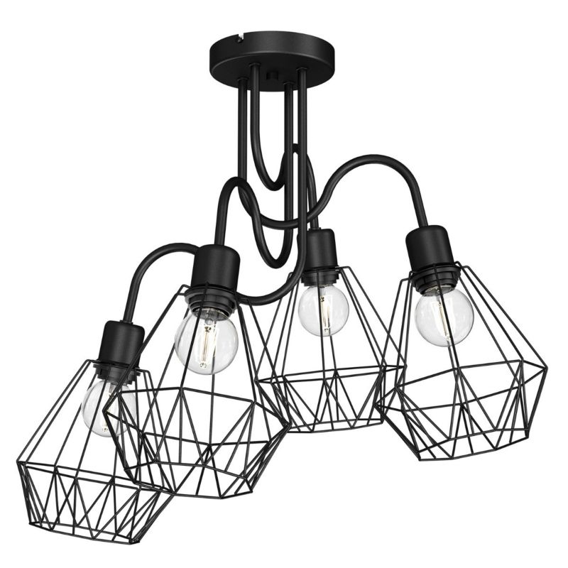 Lampa wisząca Luminex Bergen czarny matowy wym: 50 x 60 x 60 cm 4xE27 x 15W 1 szt.