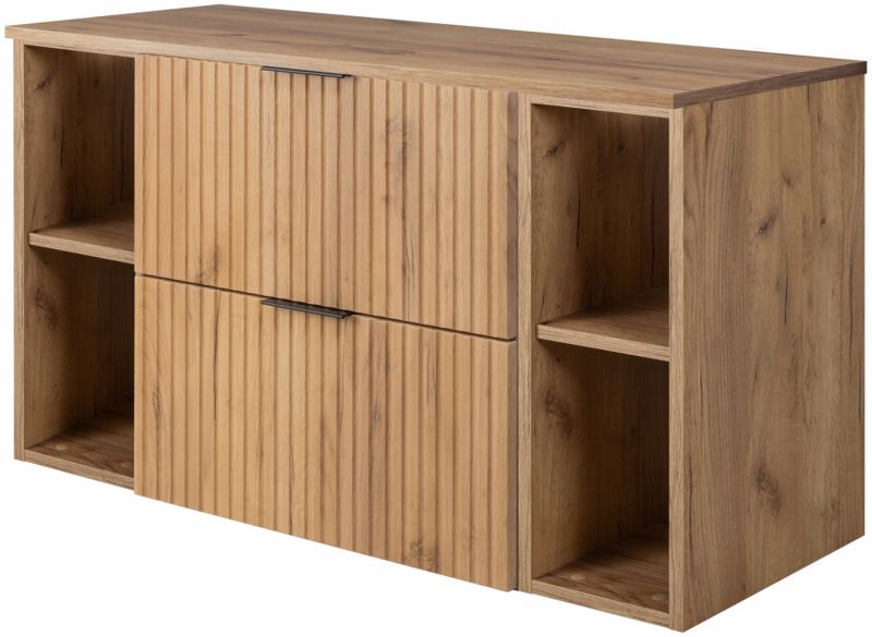 Szafka łazienkowa Furnidea 100 cm wisząca pod umywalkę z regałami dąb craft Flow 1 szt.