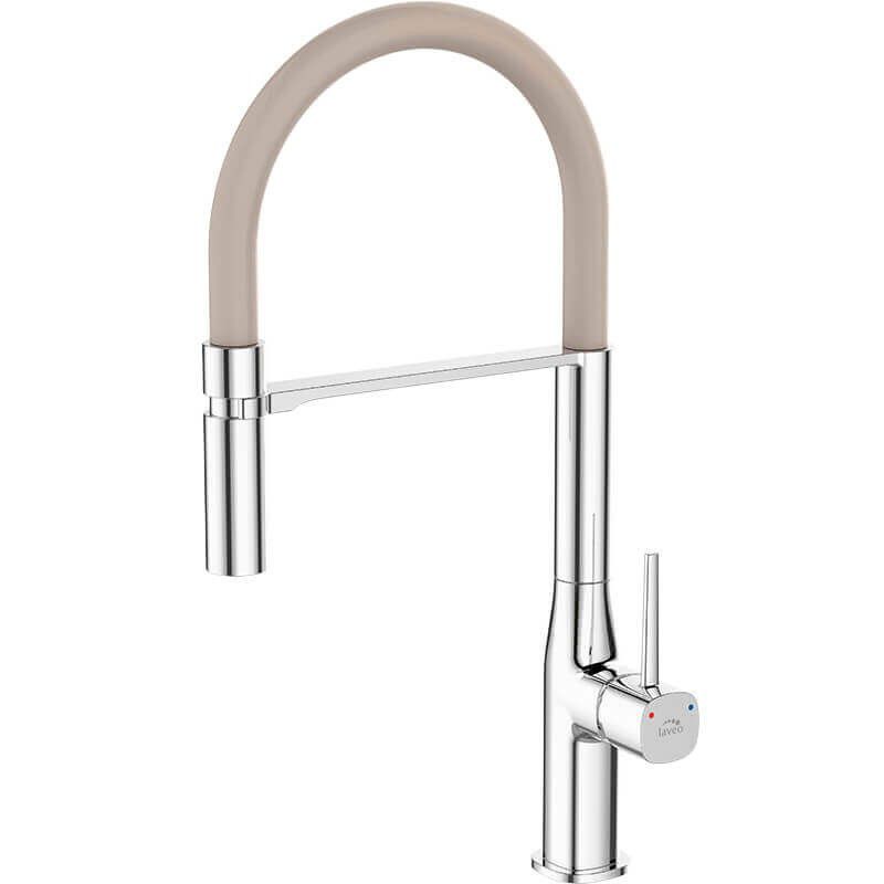 Bateria zlewozmywakowa Laveo Pola chrom/beż elastyczna wylewka ceramiczna 25 mm 1 szt.