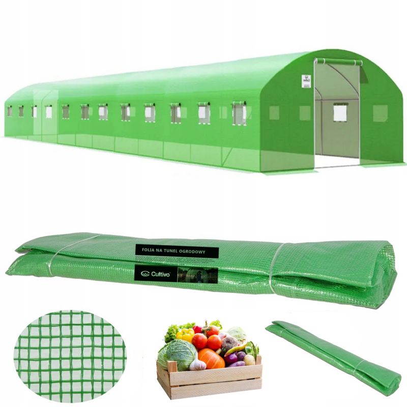 Folia Cultivo Poszycie Na Tunel Ogrodowy Szklarnia 4x12x2 Zielony Podwójne Drzwi Uv 1 szt