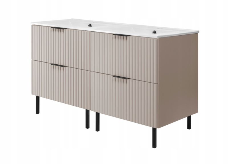 Szafka łazienkowa Furnidea 120 cm kaszmir ryflowana z umywalką FLOW 1 szt.