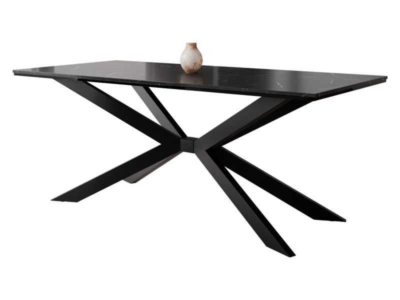 Stół MIRJAN 24 Flora marmur black royal + czarny połysk / czarny 1 szt.