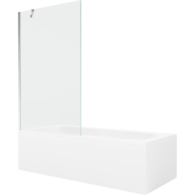 Wanna prostokątna Mexen Vega 150 x 70 cm z obudową i parawanem 1-skrzydłowym 100 cm transparent chrom 1 kpl.