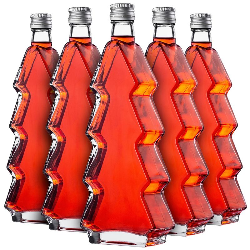 Butelka KADAX szklana choinka 500ml z srebrną zakrętką 5 szt.