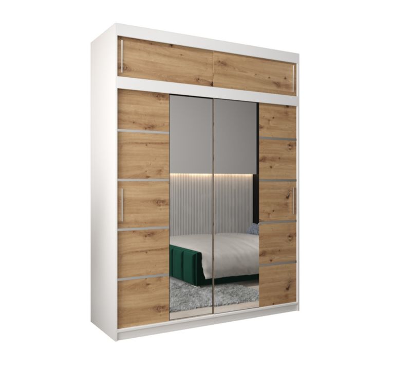 Szafa przesuwna Abiks Verona 4 180 biały + artisan z nadstawką 1 szt.