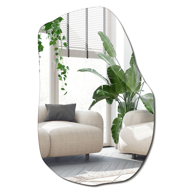 Gładkie Lustro Nieregularne Wallfluent 90 x 59 cm Dekoracyjne Organiczny Kształt 1 szt.