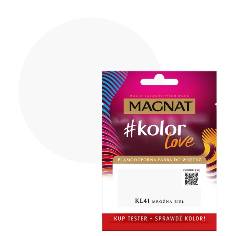 Tester farby plamoodpornej Magnat #kolorLove KL41 mrożona biel 25 ml