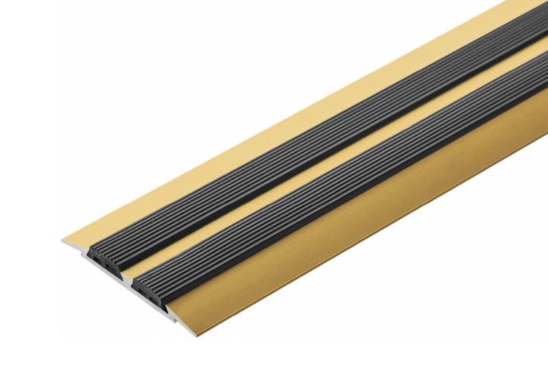 Profil progowy płaski szeroki z gumą Cezar Złoty 1800x45x3,5mm aluminiowy 1 szt.