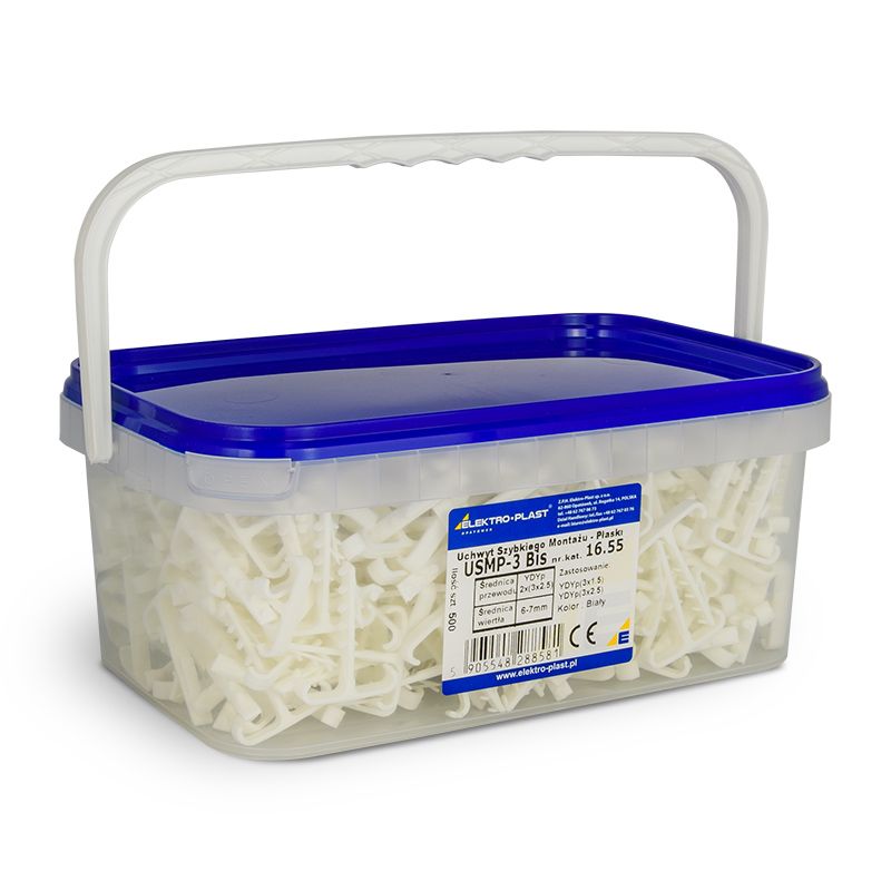 Uchwyt szybkiego Elektro-Plast montażu płaski USMP-3 BIS biały 500szt 16.55 1szt.