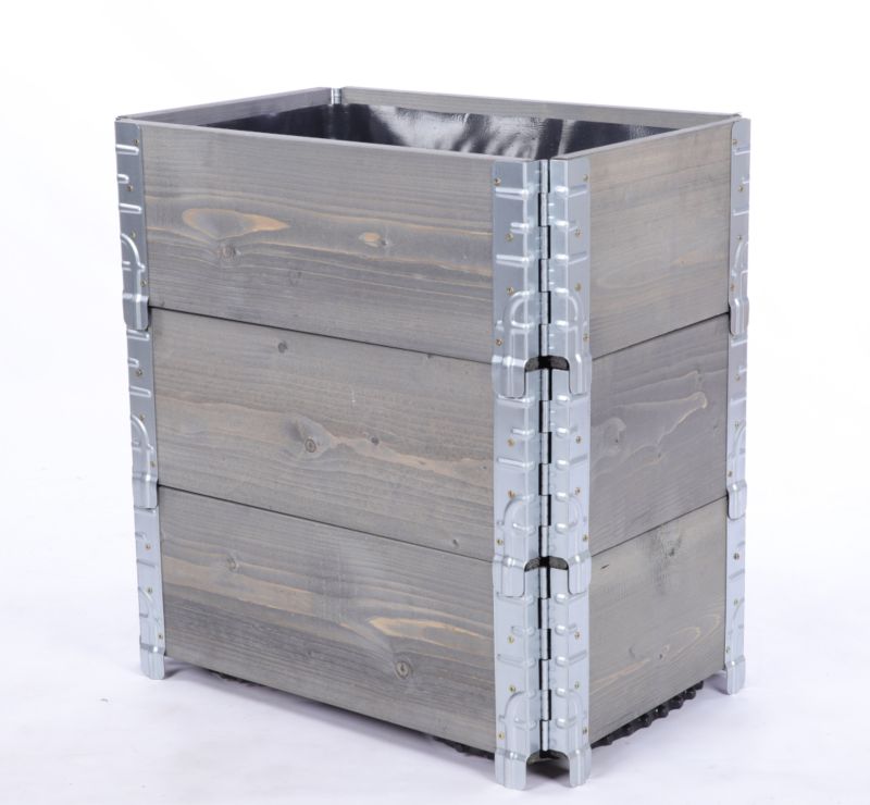 Skrzynia na warzywa MODO24 60x60x40 cm impregnowane szare drewno 1 szt. z folią kubełkową 1 szt.