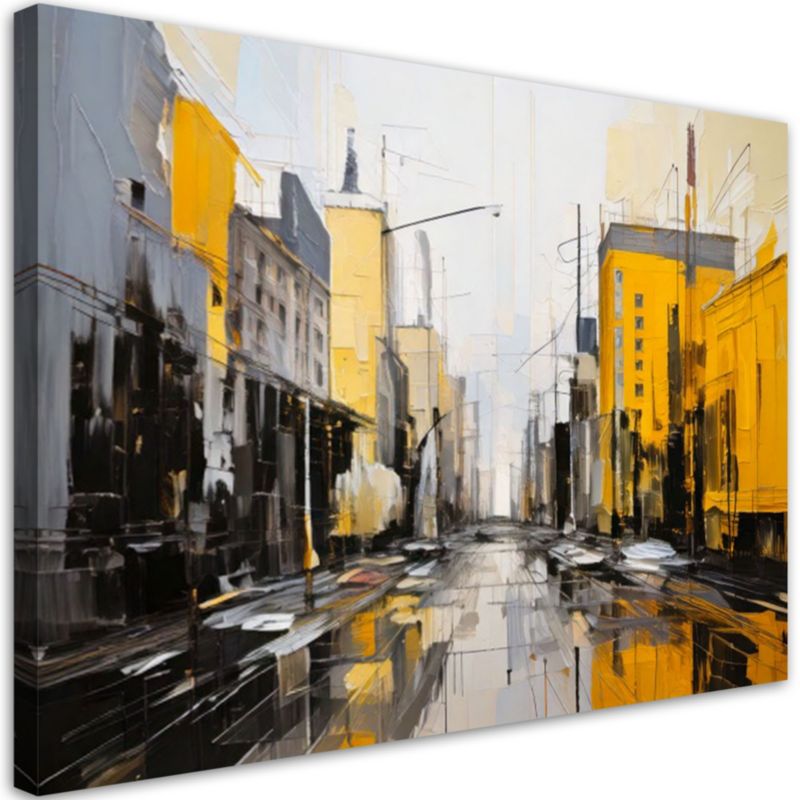 Nowoczesny obraz do salonu Feeby Architektura miasta abstrakcja zółty 60x40cm 1szt