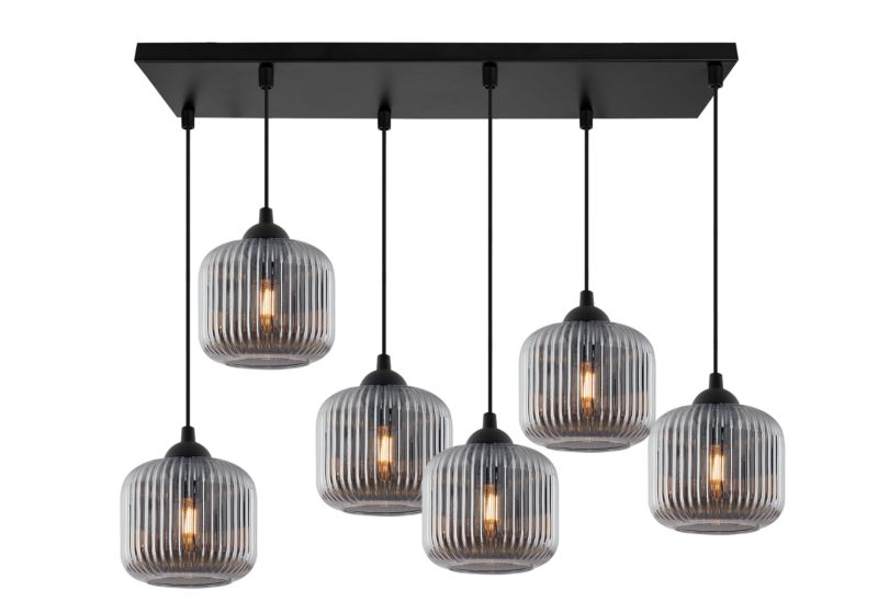 Lampa sufitowa wisząca Light Home LH Riffle 6x E27 60W szary walec 1szt.