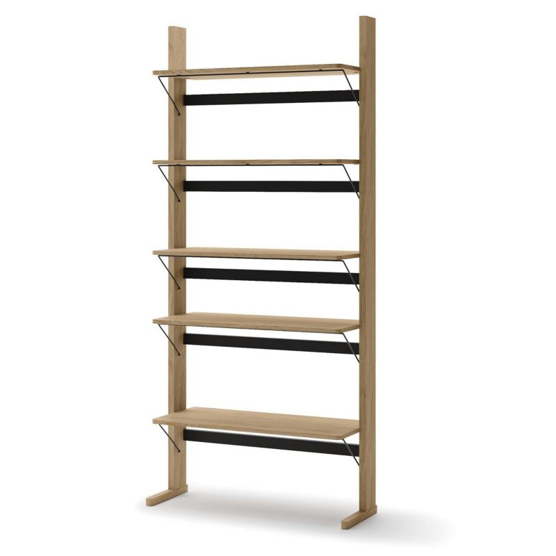 Regał z półkami Bettso Olvi w stylu industrialnym do salonu dąb olejowany 1szt.