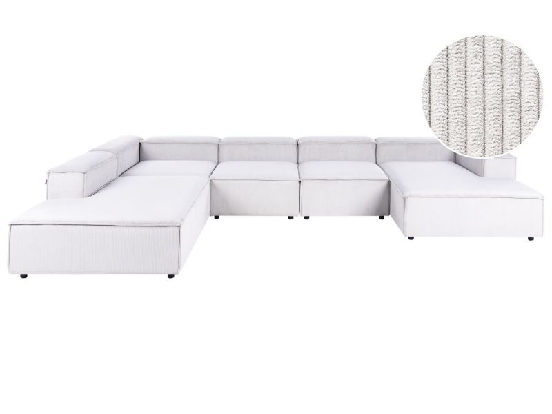 Narożnik modułowy dla 5 osób Ardal Sztruks Złamana biel Prawostronny 1 kpl