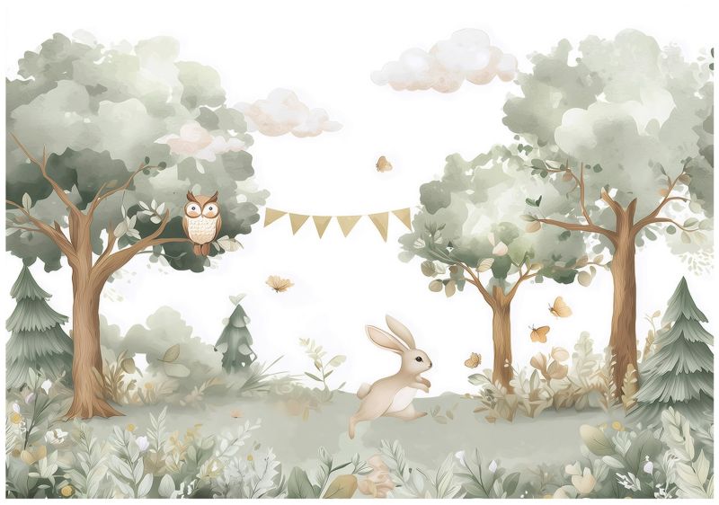 Fototapeta WALLARENA Dla Dzieci Na Flizelinie Las Zwierzęta Sowa 250x175 cm 1 szt.