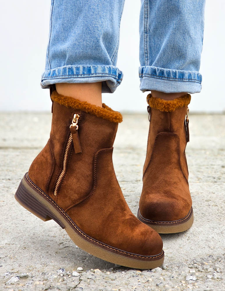 Czekoladowe Zamszowe Botki Śniegowce Emu Alps