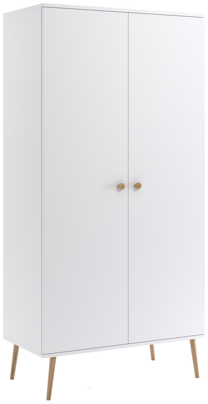 Biała szafa dwudrzwiowa 100 cm z drążkiem do salonu BONE